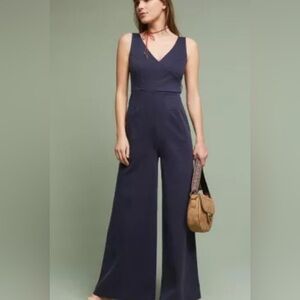 Anthropologie Navy Sleeveless Jumpsuit